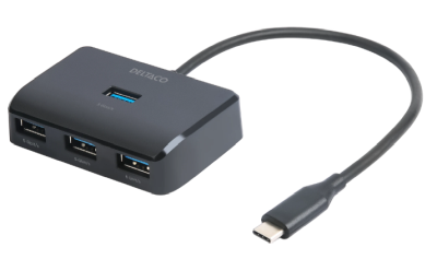Deltaco USB-C Dockningsstation med 4 Portar - Svart