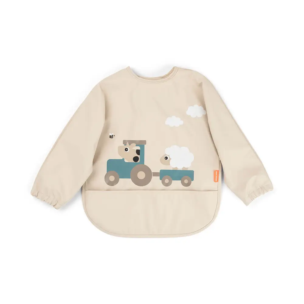 Done by Deer Sleeved Pocket Bib Tiny Farm Sand, bild 2