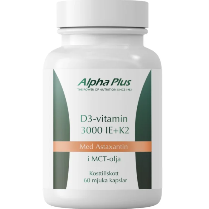 Alpha Plus D3-Vitmain 3000IE + K2 60 kapslar