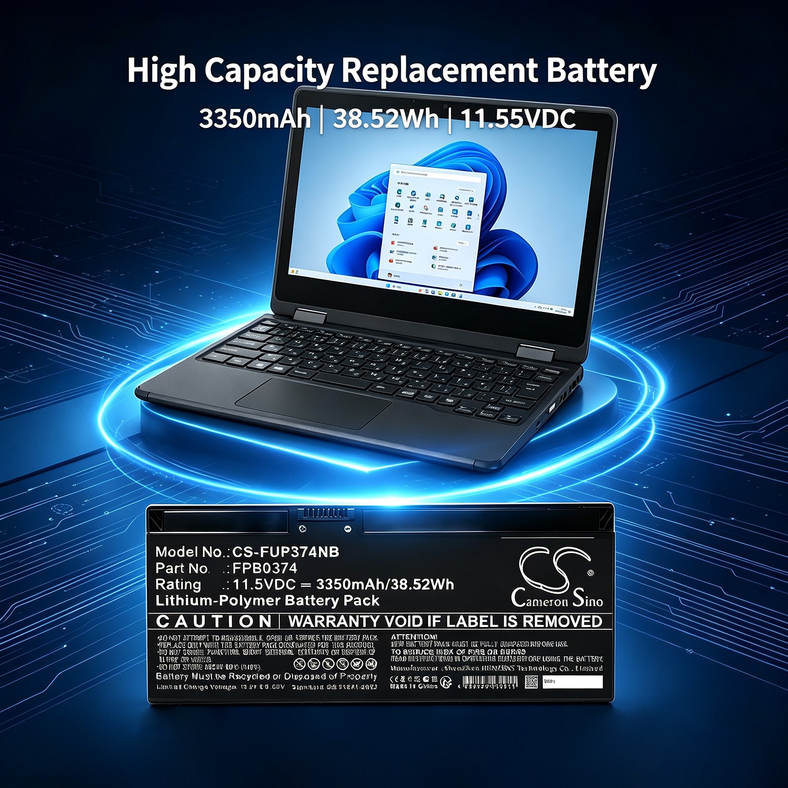 Batteri till Laptop, Bärbar dator för Fujitsu FMVQH04001, Lifebook U3114X m.fl., bild 2