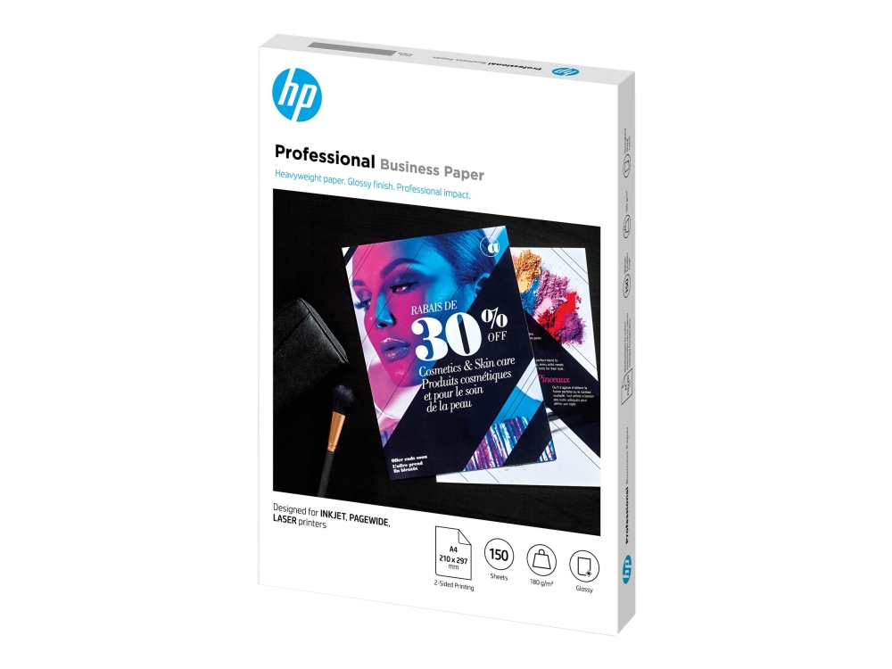 HP Professional Glossy Paper - Blank - A4 (210 x 297 mm) - 180 g/m² - 150 ark fotopapper - för Deskjet Ink Advantage 27XX, Ink Advantage 37XX OfficeJet 20X, 80XX, 9012 Photosmart B110