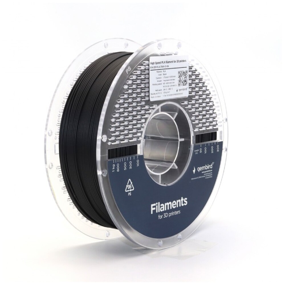 Gembird - Svart - 1 kg - 330 m - svart - färglåda - PLA-fiber (3D), bild 2