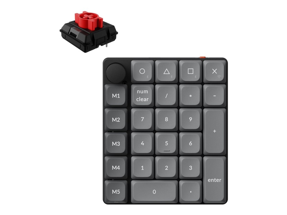 Keychron K0 Max - Tangentsats - QMK, anpassad - bakgrundsbelyst - trådlös - 2.4 GHz, Bluetooth 5.3, USB - tangentbrytare: Keychron Milk POM Red (Hot-swappable)