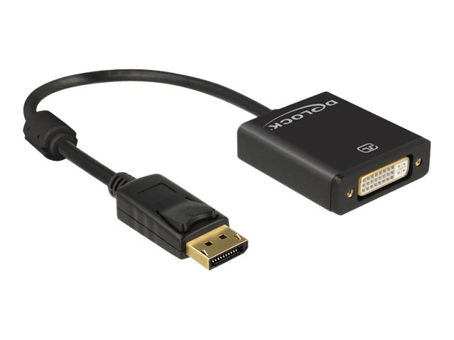 Delock Adapter DisplayPort hane till DVI hona 4K, Aktiv, 20cm - Svart