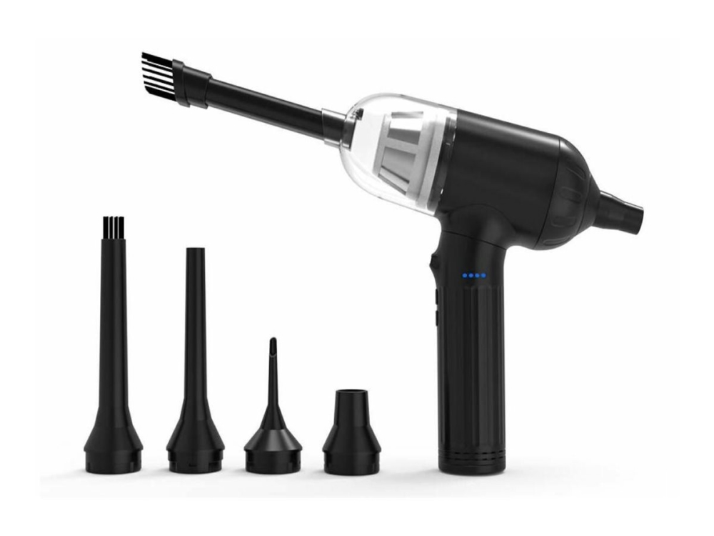 CoreParts - Tryckluft för rengöring - trådlös, 7500mAh batteri, med 5 tillbehör, USB-C laddkabel ingår, brunt förpackning - svart