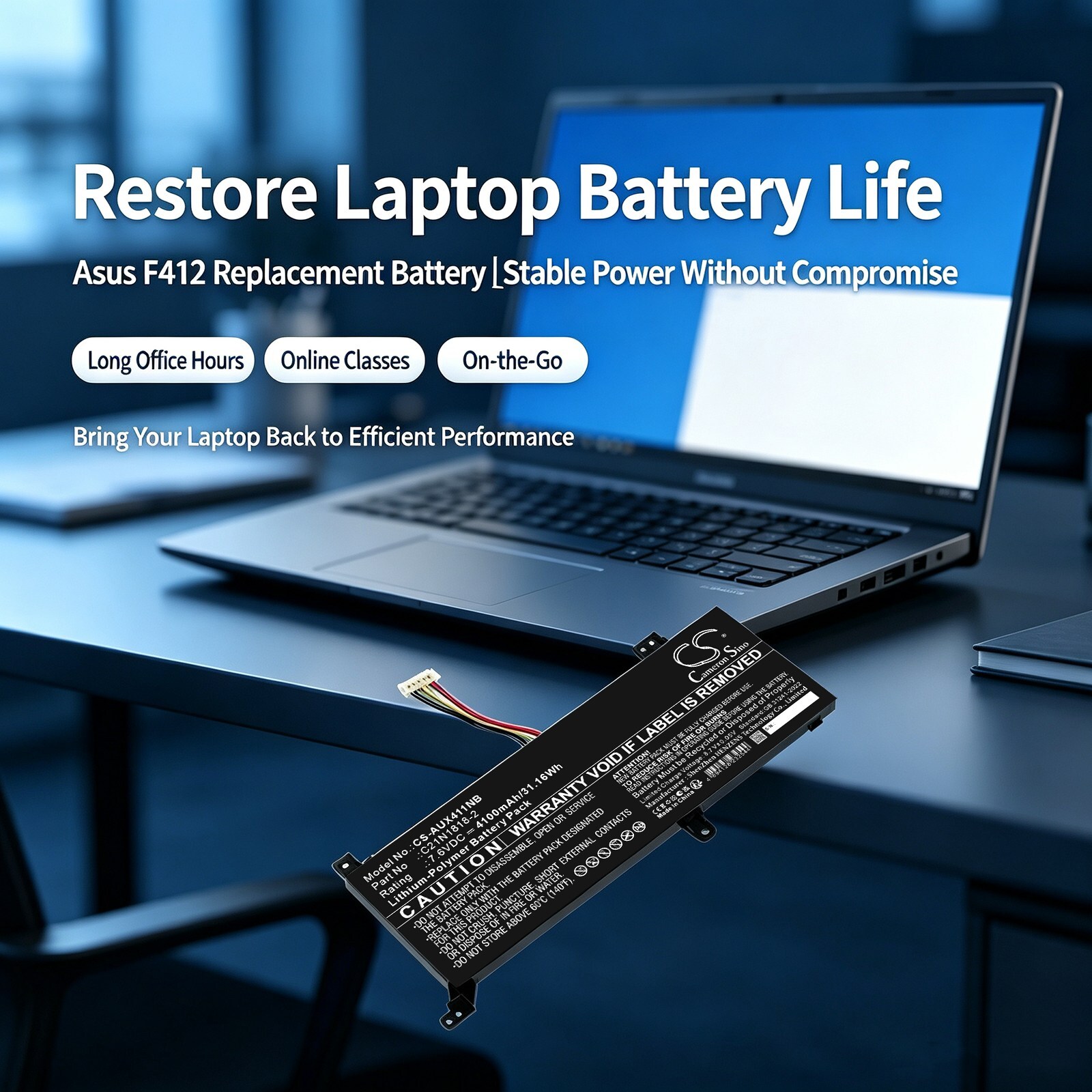 Batteri till Laptop, Bärbar dator för Asus F412, X412, A412D m.fl., bild 5