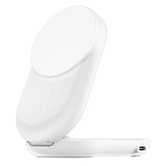 Belkin UltraCharge 2-i-1 vikbar magnetisk laddare 25 W Qi2, vit, bild 3