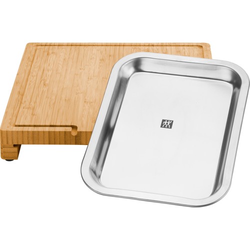 Zwilling - BBQ+ Cutting board with tray - Stainless steel - 39 cm x 30 cm - Bamboo