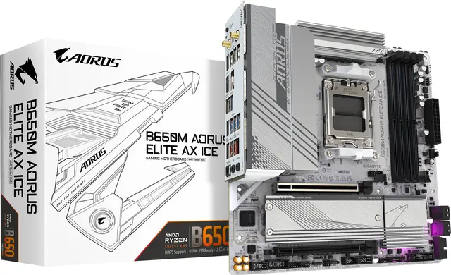 Gigabyte B650M AORUS Elite AX ICE moderkort, bild 4