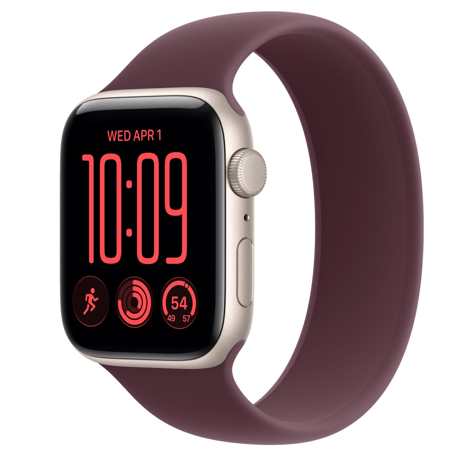 Apple Watch SE 3 (GPS) • Aluminiumboett stjärnglans, 44 mm • Sololoop bourgogne