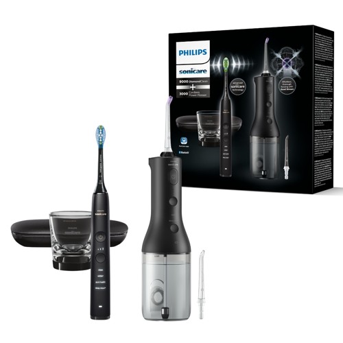 Philips HX3886/43 Sonicare 9000 DiamondClean eltandborste + Cordless Power Flosser 3000 mundusch