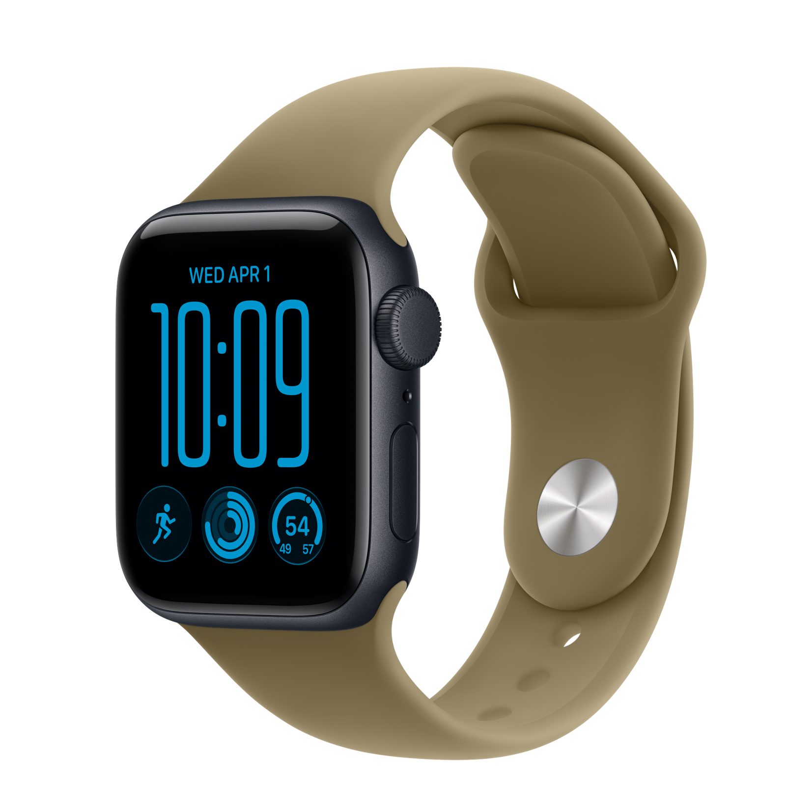 Apple Watch SE 3 (GPS) • Aluminiumboett midnatt, 40 mm • Sportband oliv