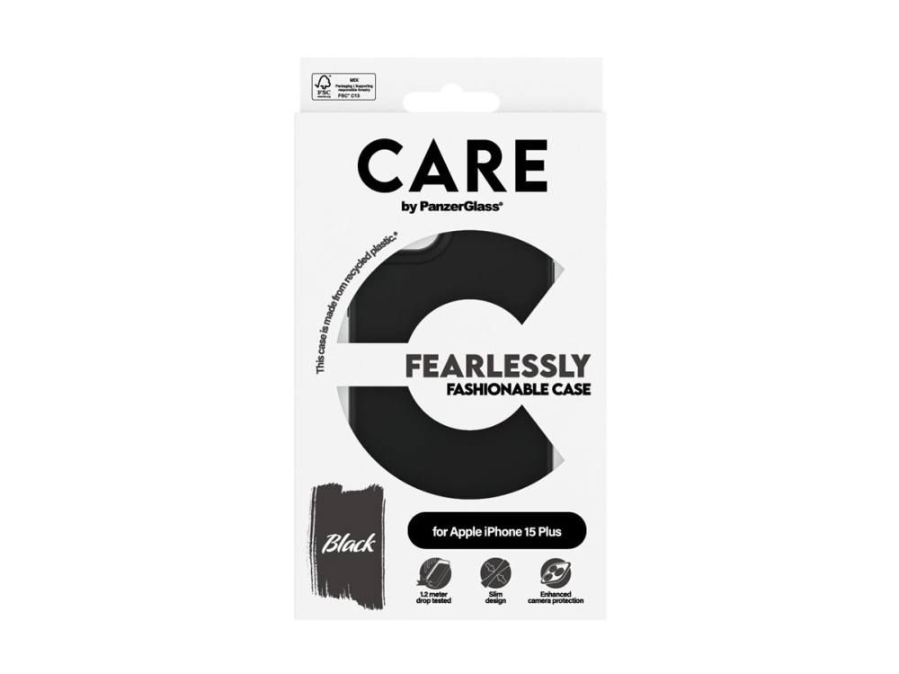 CARE by PanzerGlass - Baksidesskydd för mobiltelefon - termoplastisk polyuretan (TPU) - svart - för Apple iPhone 15 Plus