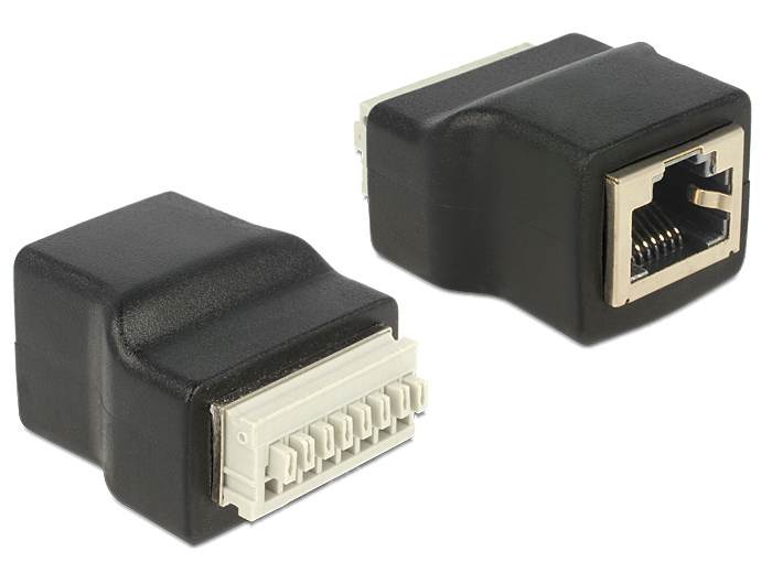 RJ45 terminalblocksadapter DeLOCK, skruvlös, RJ45 hona - Svart, bild 3