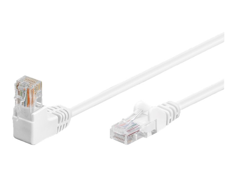 goobay - Nätverkskabel - RJ-45 (hane) till RJ-45 (hane) - 25 cm - UTP - CAT 5e - formpressad, 90° anslutning - vit
