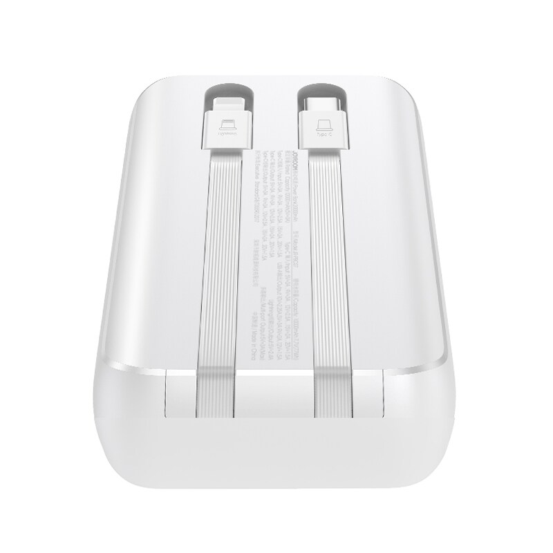 Joyroom 30W 10000mAh mini Power Bank med inbyggda kablar, USB-A & USB-C - Vit, bild 5