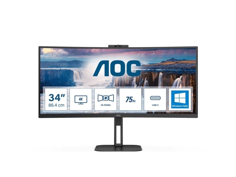 AOC Value-line CU34V5CW/BK 34" - Böjd Ultrawide 3440x1440 VA 100Hz, bild 2