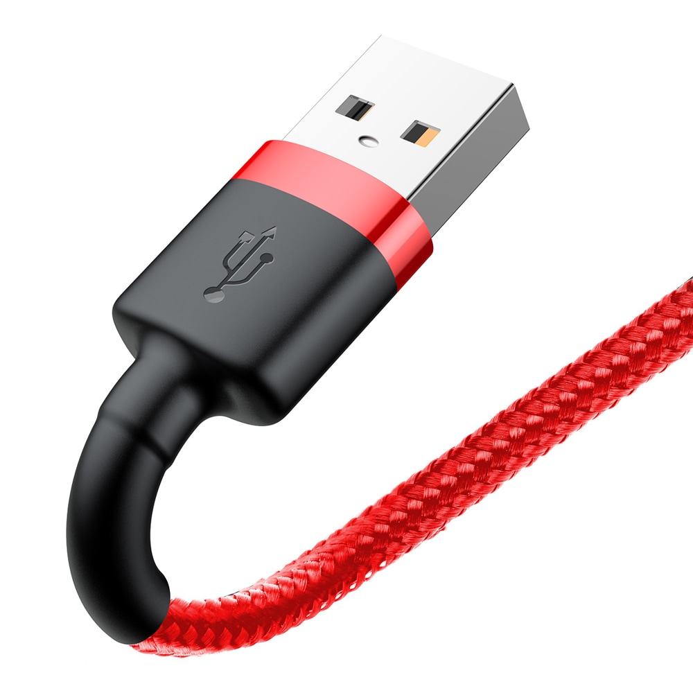 SiGN Kevlar USB-kabel med Lightning 2.1A, 2m - Grå/Röd, bild 3