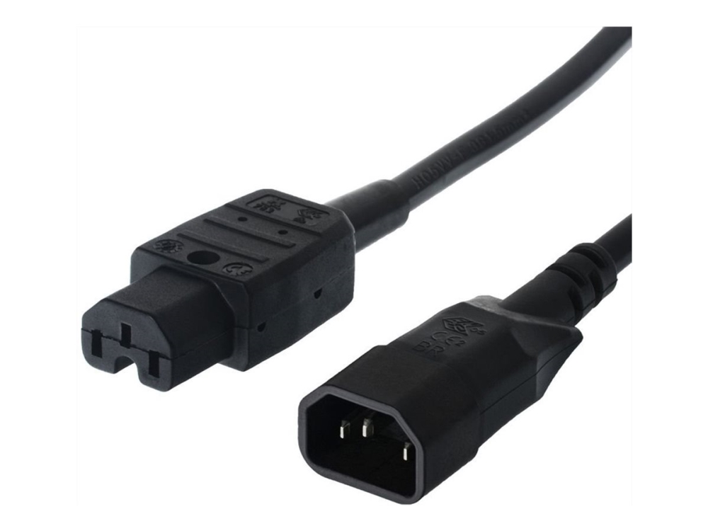 Bachmann - Strömkabel - IEC 60320 C14 till IEC 60320 C15 - 10 A - 1 m - svart