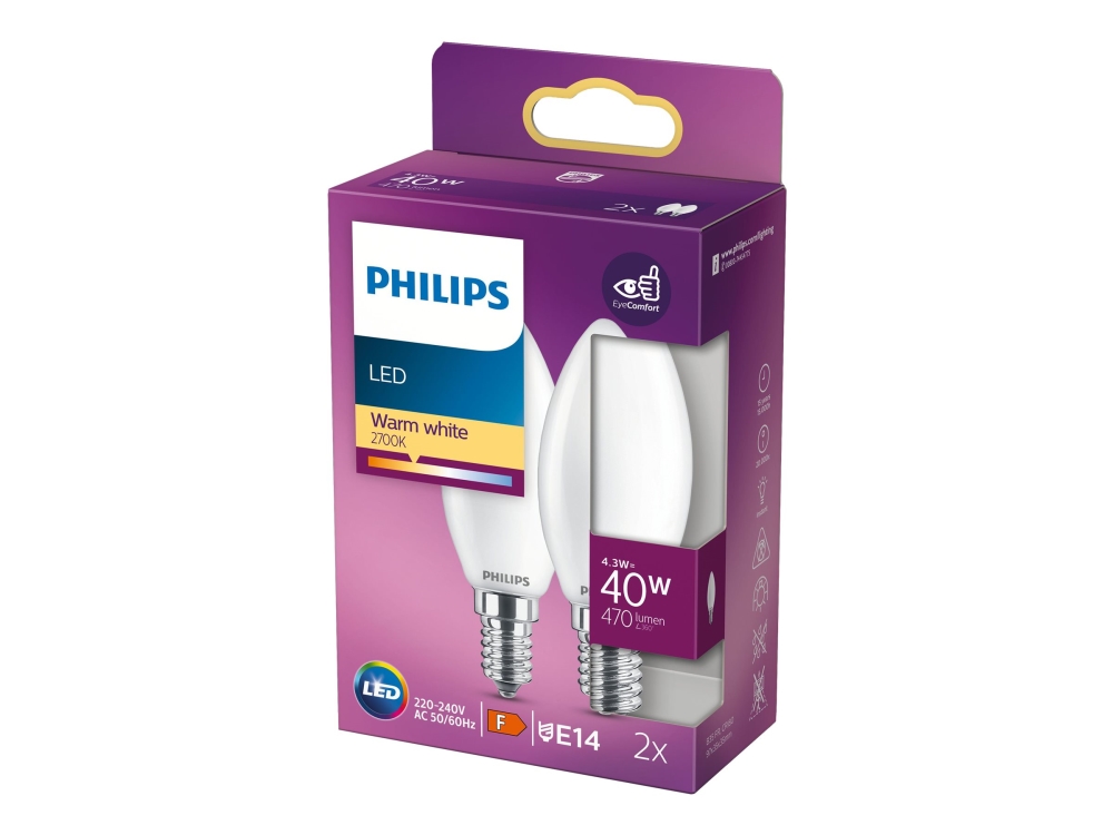 Philips Classic 35 LED-lampa 4W E14 (2-pack) (varmvit)