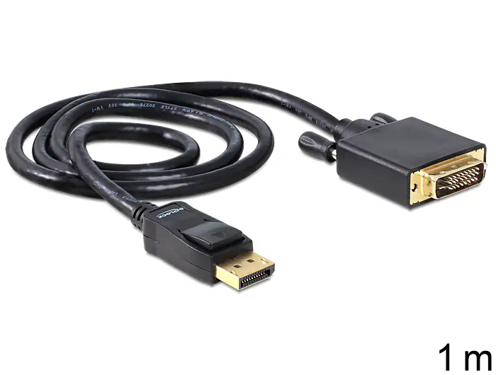 Delock Kabel DisplayPort 1.1 hane till DVI 24+1 hane passiv 1m - Svart, bild 2