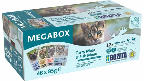 BOZITA Mega Box våtfoder för katt, bitar i sås, 48x85 g, bild 3