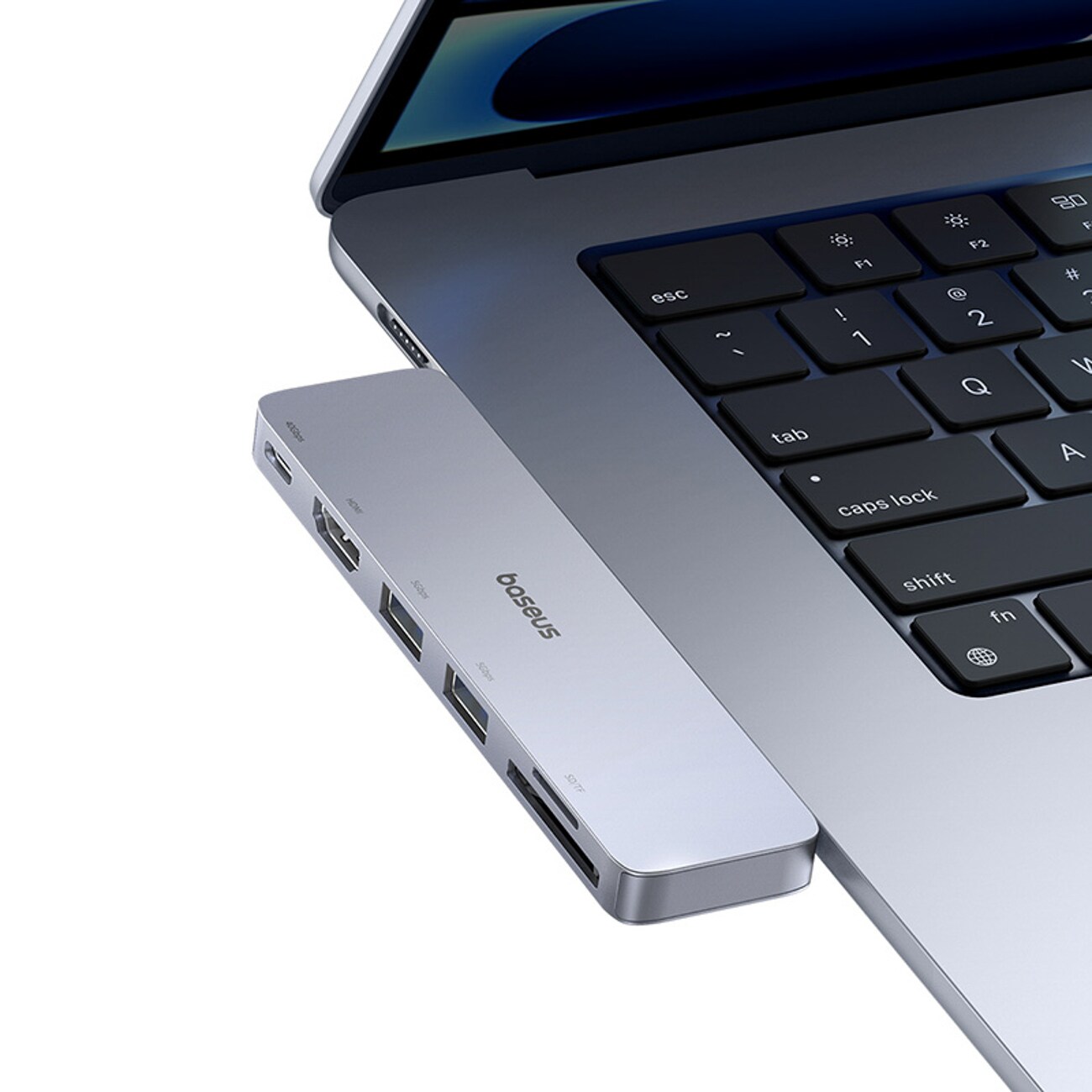 Baseus UltraJoy 6-i-1 USB-C-hubb 40 Gb/s USB 3.0 HDMI 4K SD/microSD-kortläsare – grå, bild 4