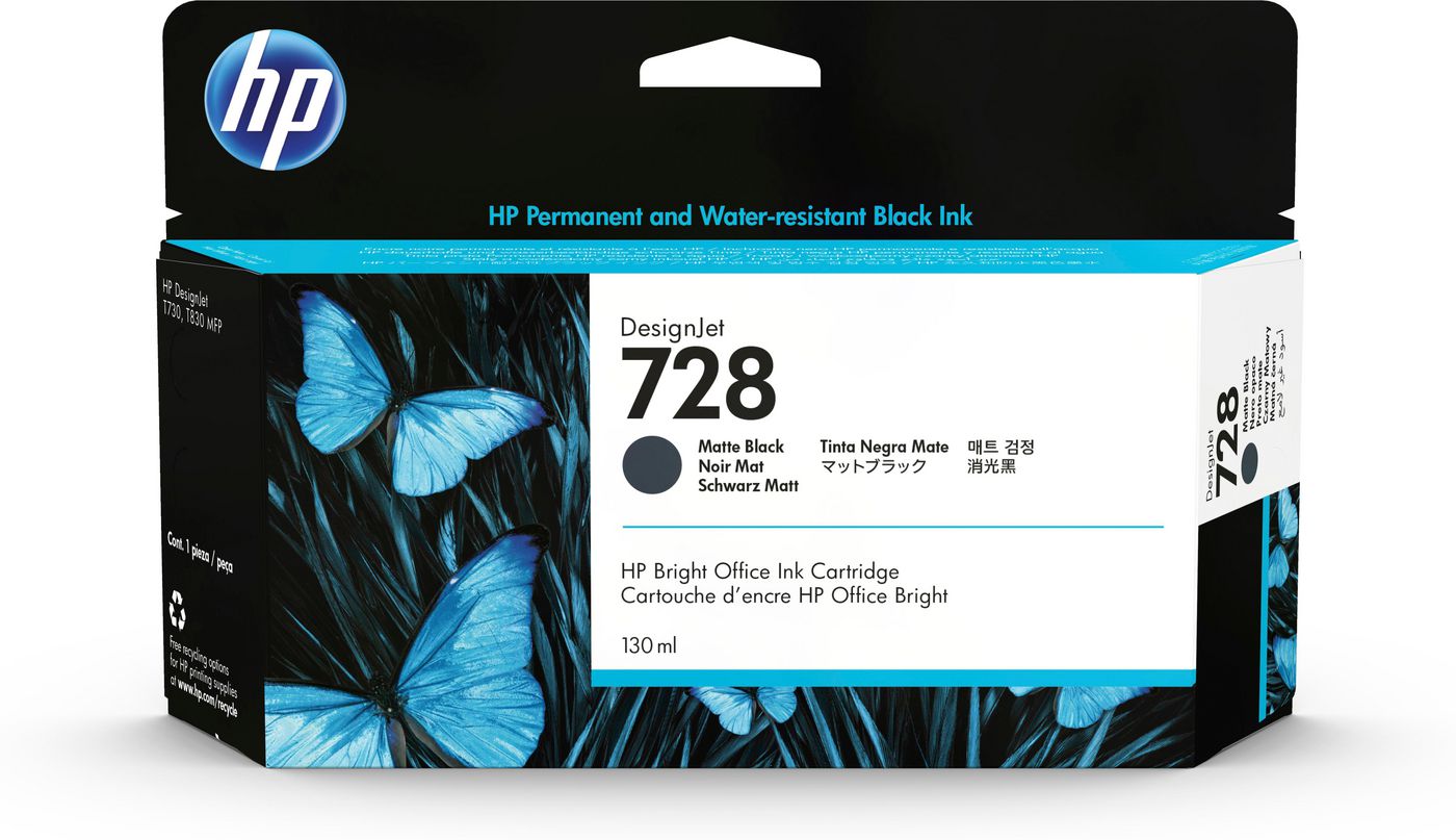 HP 728 Matt Svart, 130 ml, bild 2