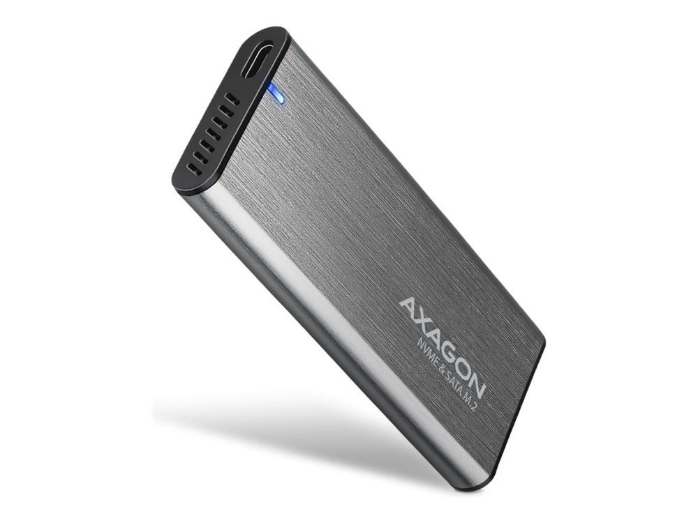 AXAGON EEM2-SG2 - Förvaringslåda - SuperSpeed+, SSD raw box - M.2 - M.2 Card (PCIe NVMe & SATA) - USB-C 3.2 (Gen 2), USB-C 3.2 (Gen 1), USB 2.0, USB 3.0, USB 3.1 (Gen 1) - titansilver
