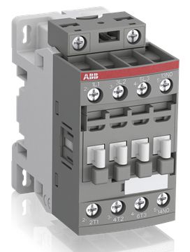 Kontaktor 3-polig 4kW, 400V AC, styrspänning 250-500V AC/DC, hjälpkontakt 1NC, skruvanslutning AF