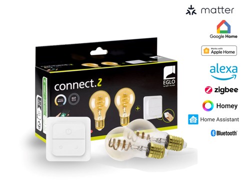 EGLO CONNECT-Z E27 LED A60 Amber-lampa 2-pack – Justerbart Vitt Ljus, Zigbee, Matter & Thread Kompatibel, bild 2