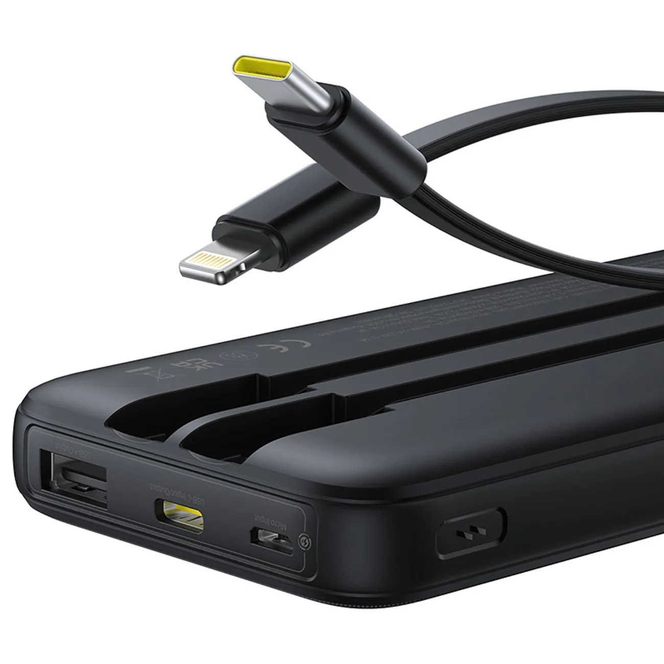Baseus Lipow 10 000 mAh 22,5 W powerbank m/2 inbyggda kablar & display + USB-A–USB-C-kabel – Svart, bild 4