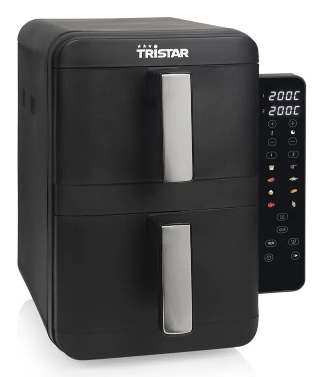 Tristar FR-9074, Varmluftsfritös, 9 l, 60 ° C, 200 ° C, Dubbel, Svart, Grå