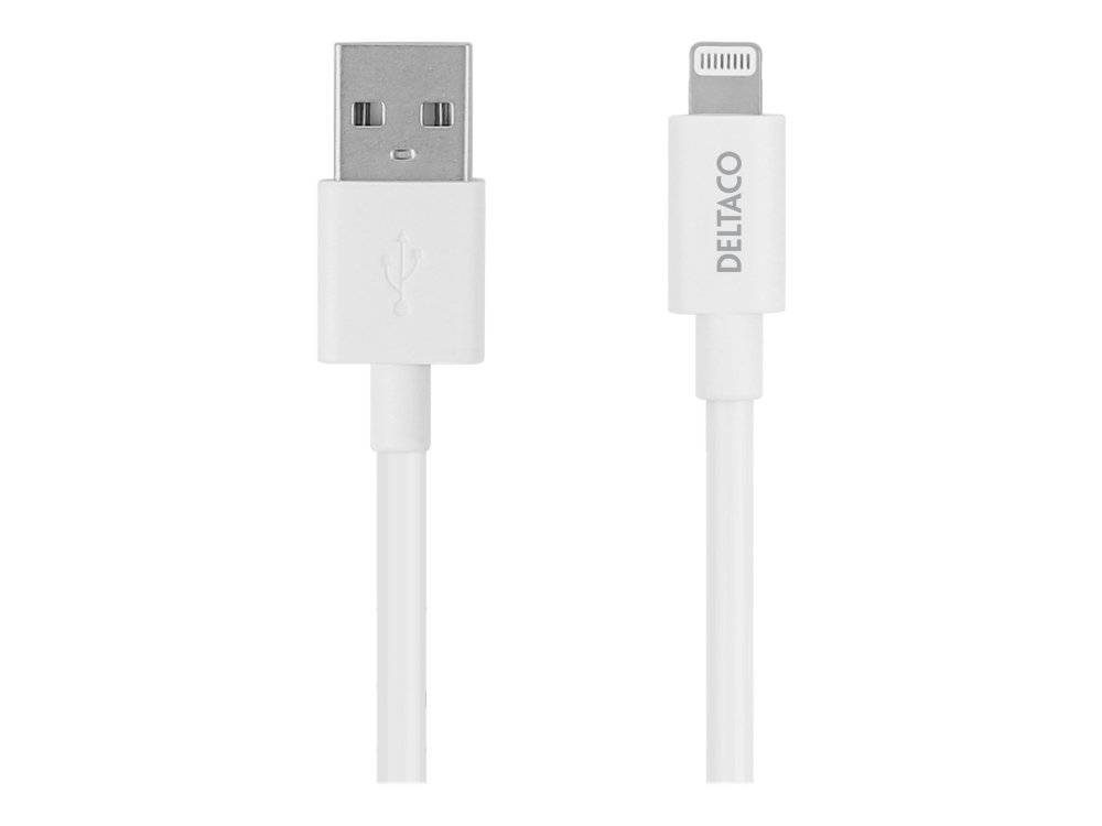 Deltaco USB-A till Lightning MFi - Ladd/synkkabel 3m - Vit