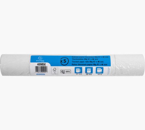 Termorullar, Exacompta 1-lagers, 24 m, 57 mm, 55 g/m², förpackning med 5 st