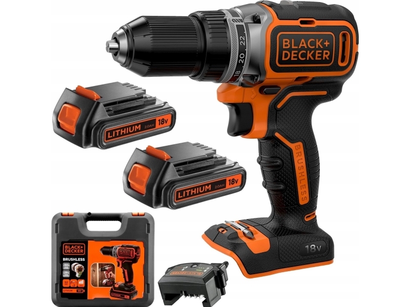 BLACK+DECKER BL186KB borrskruvdragare 18 V 52 Nm 2x2,0 Ah