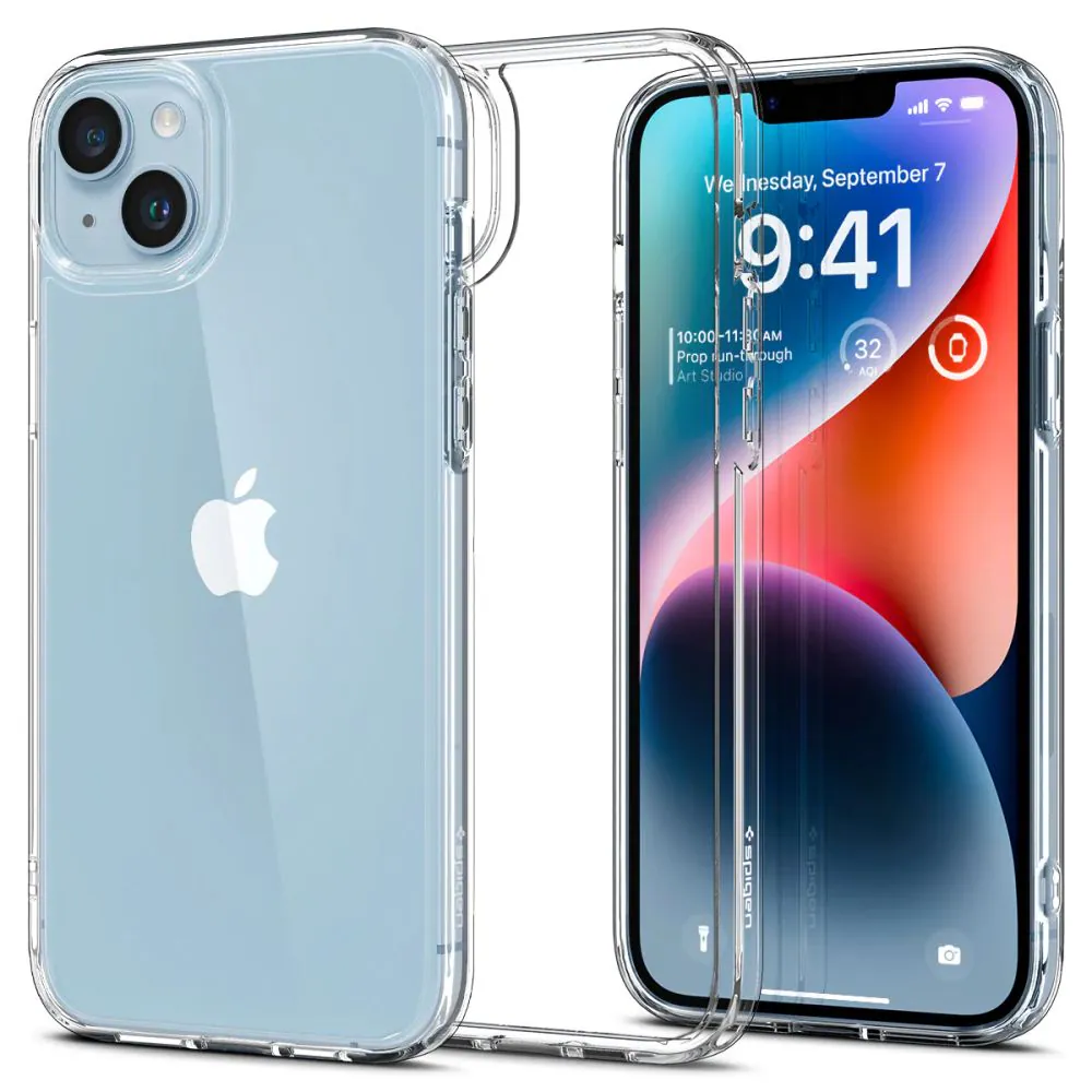 Spigen Ultra Hybrid - Baksidesskydd för mobiltelefon - polykarbonat, termoplastisk polyuretan (TPU) - CrystalClear - för Apple iPhone 14