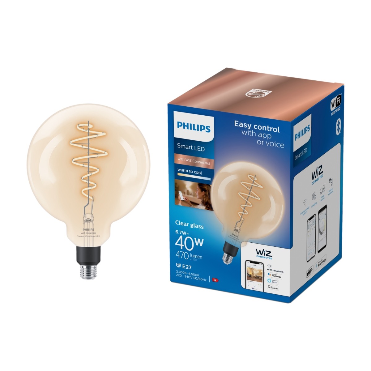 Philips Cl Filament smart lampa 6,7W G200 E27