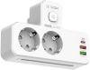 Grenuttag/laddare SiGN 20W med LED-nattlampa, 2-vägs, 2xUSB-A, 1xUSB-C - Vit