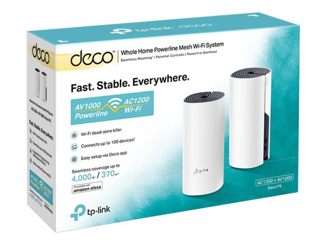 TP-Link Deco P9 (2-pack) AC1200 + AV1000 Whole Home Hybrid Mesh Wi-Fi System Homeplug / PowerLine