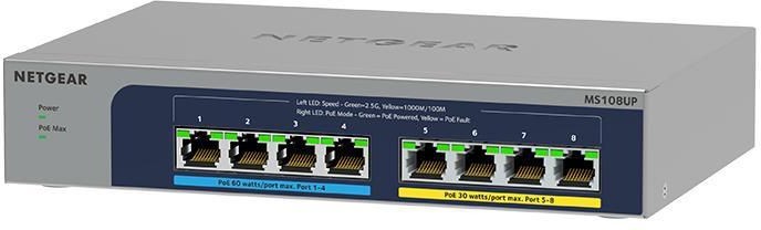 Netgear MS108UP, 8-port 2.5Gbe varav 4xPoE+ och 4xUltra60 PoE++, fläktlös, bild 2