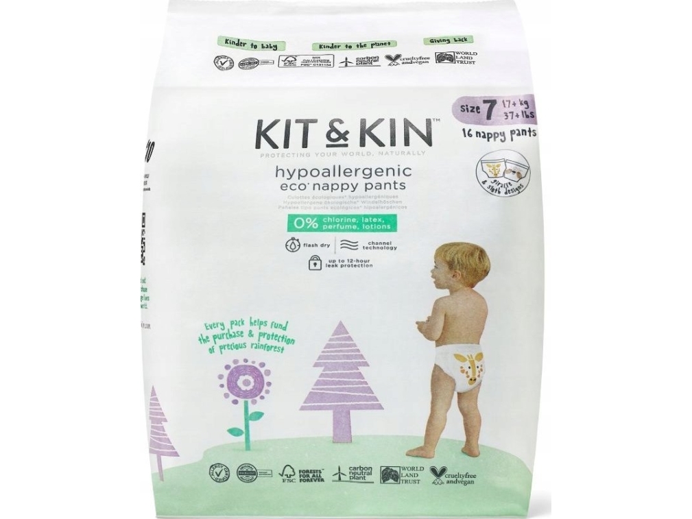 Kit & Kin Hypoallergena Byxblöjor/Pull Ups Storlek 7 Maxi (17+ kg) 16 st, bild 3