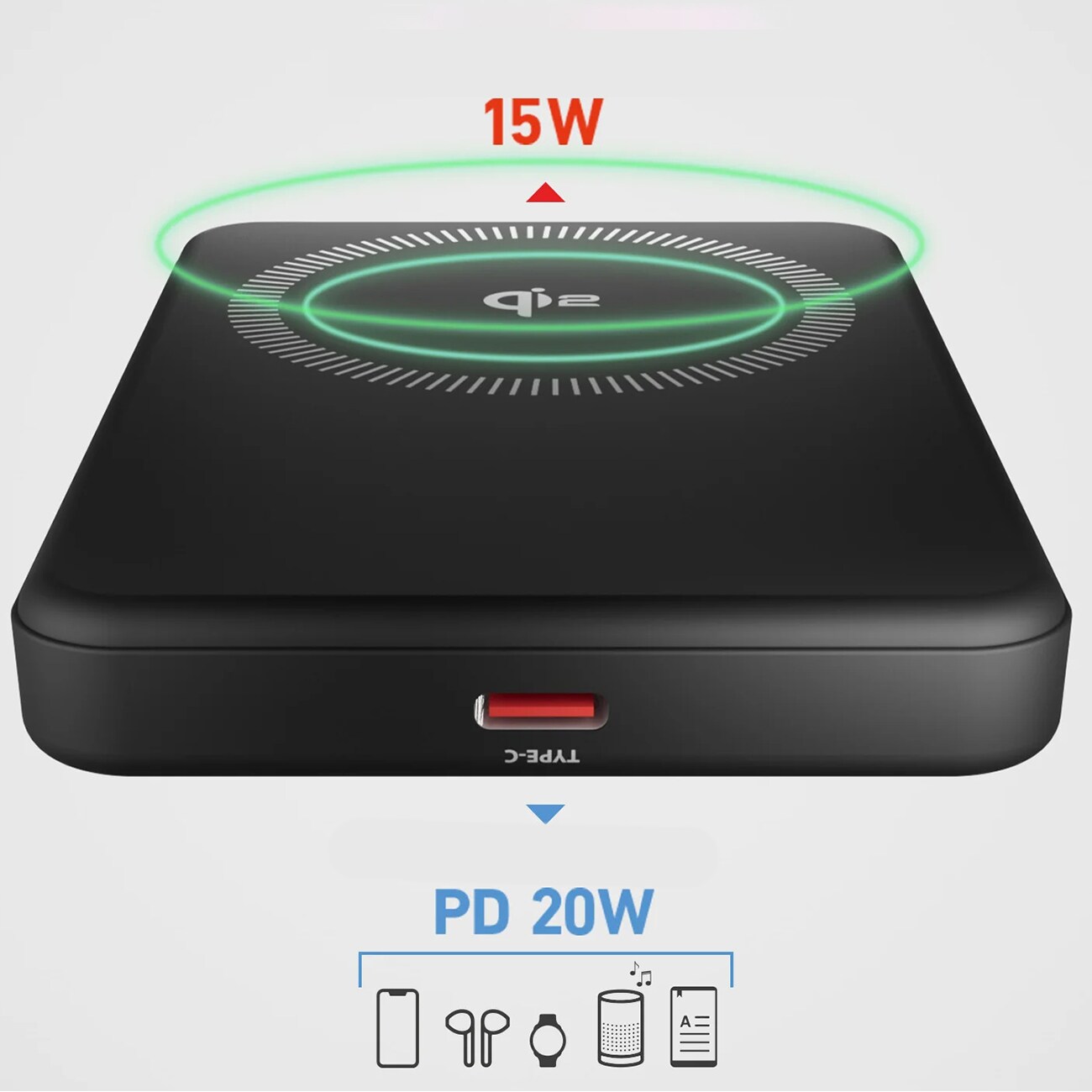 SBS Mag Power Qi2 5000 mAh Powerbank kompatibel med MagSafe - Svart, bild 3