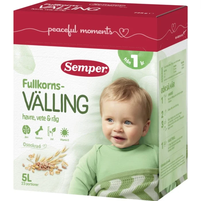 Semper Fullkornsvälling Havre Vete & Råg 12m 5 L