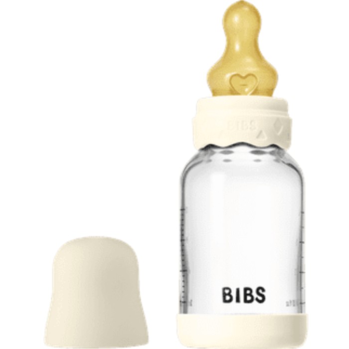 BIBS Glass Boheme Baby Bottle Round Latex 120 ml Slow Flow Ivory