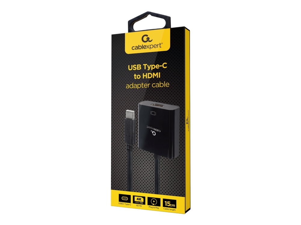Cablexpert - Videokort - HDMI hona till USB-C hane - 15 cm - svart - 4K60Hz stöd