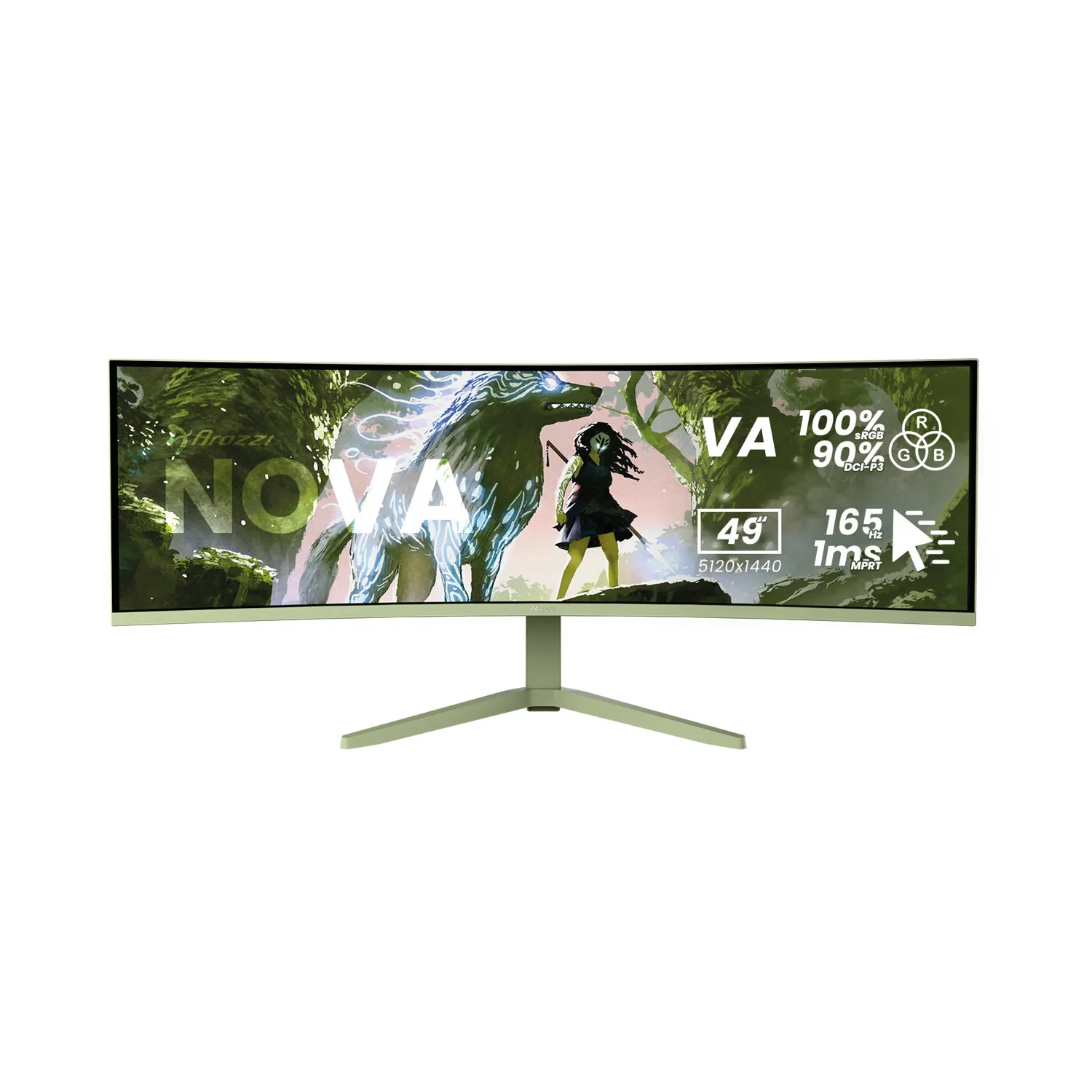 Arozzi Nova UWQHD | VA | 165 Hz | 49" gamingskärm (skogsgrön)
