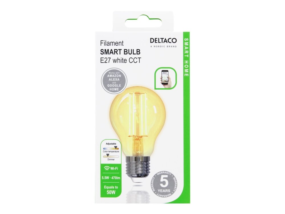 Deltaco SH-LFE27A60 LED smart glödlampa E27