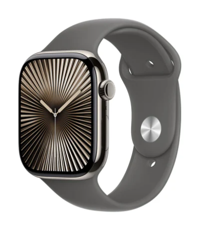 Apple Watch Series 10 GPS + Cell 46 mm naturlig titan, granitgrå sportband - S/M, bild 3