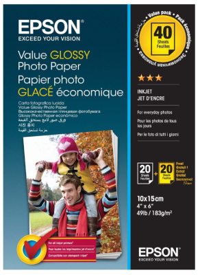 Epson Value Glossy Photo Paper, 10x15 cm, 183g/m2, 2x20 ark, bild 3